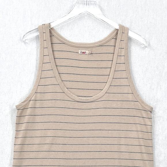 FAHERTY Whisper Organic Cotton Blend Tank Womens L Azure Stripe Tan Navy NEW - Picture 4 of 12